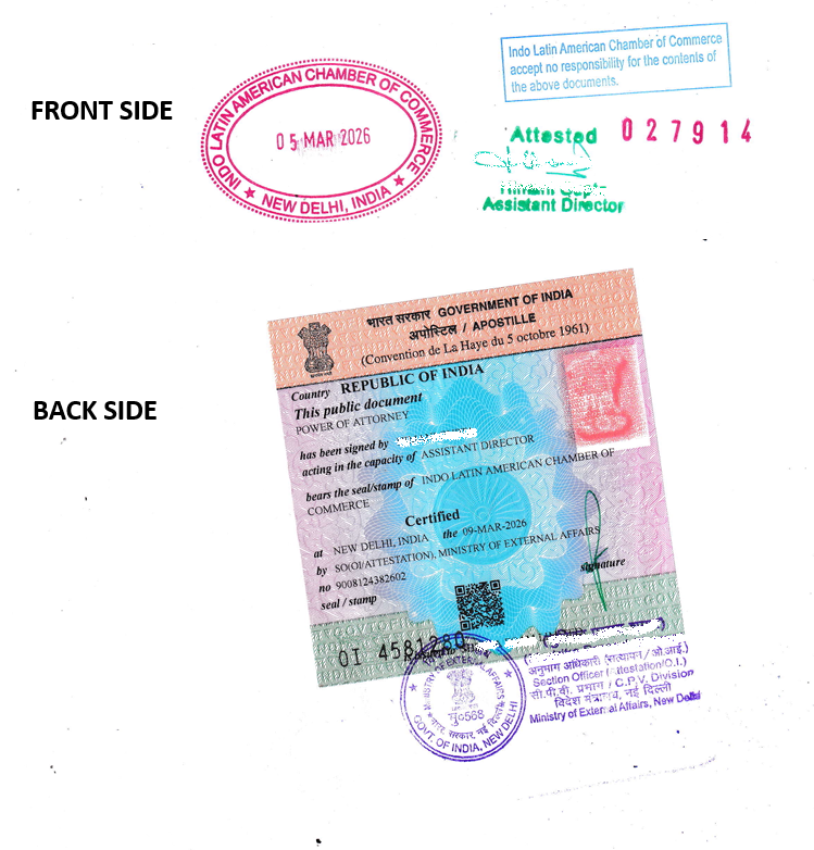 Chamber of Commerce + MEA Apostille on Power of Attorney, Business and Commercial Documents