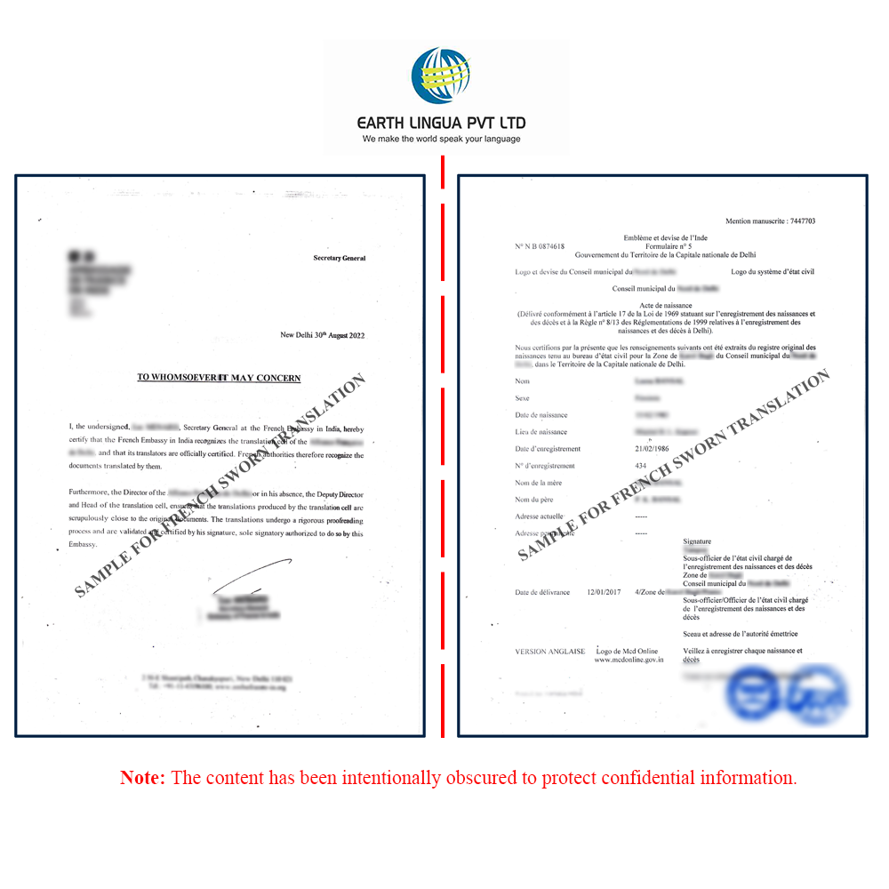English to French Sworn Translation of Documents